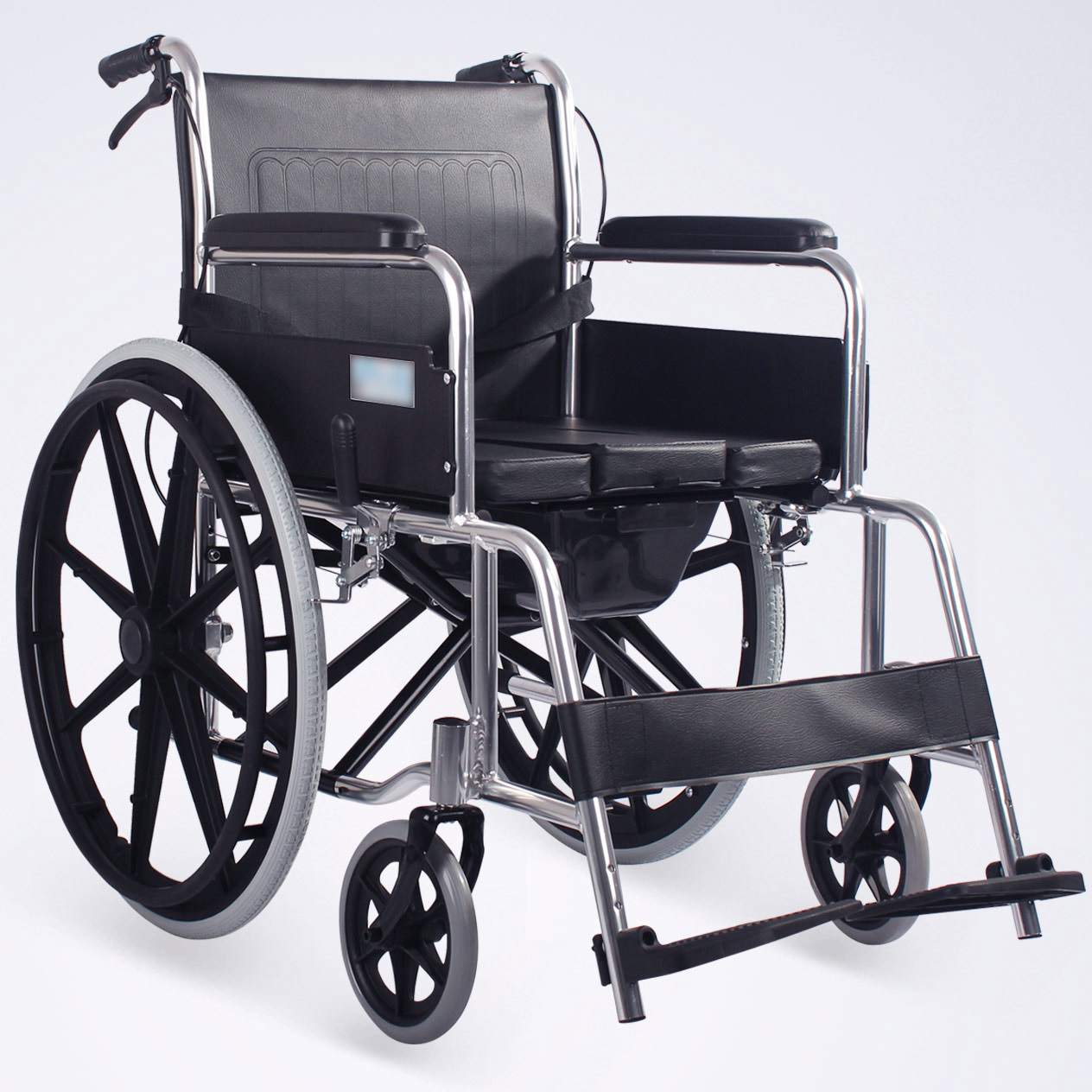 24大輪子鋁合金實心免充氣輪椅   可折疊   坐便椅輪椅